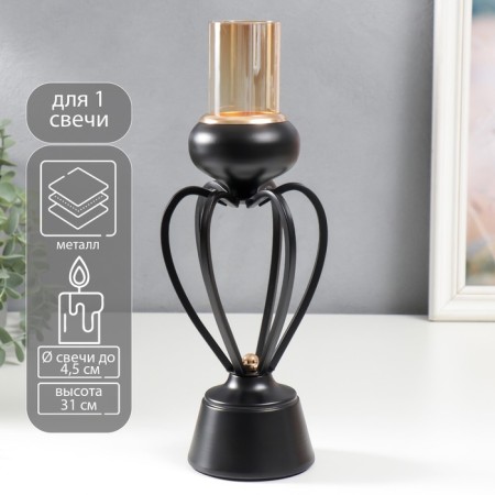 Summary Metal for 1 candle "Physalis" black 31x9x9 cm