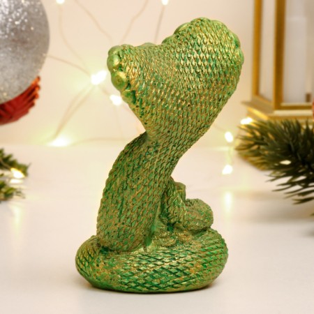 Figure "Snake with a laptop" Green with gilding, 8cm-1