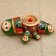 Matryoshka "Strawberry in a basket", green scarf, 5 puppet, 10 cm, handmade