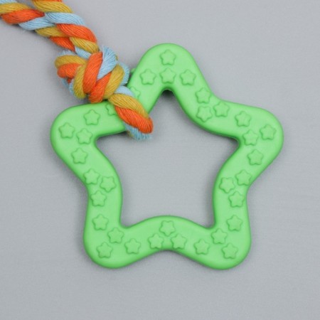 Chewing toy with a rope "Star with a tail", green-3