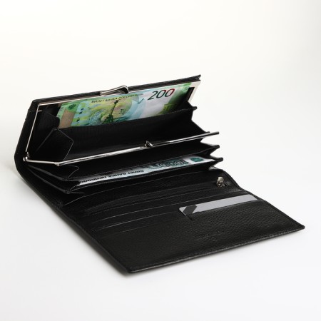 Women's wallet on a magnet, black color-3