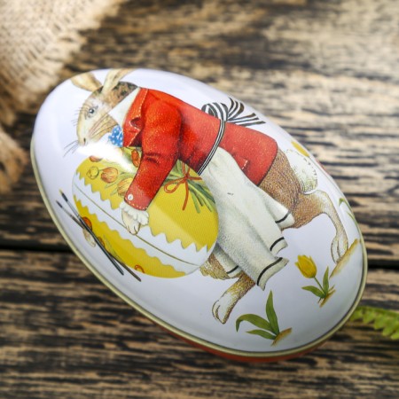 Casket Metal Egg "Rabbit with Egg" 11.3x6.7x6 cm-1
