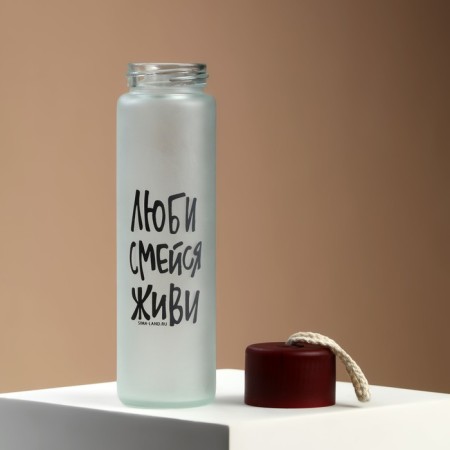 Water bottle "Love, laugh, live", glass, color mix, 350 ml-10
