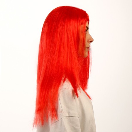 Carnival wig, long straight hair, red color, 120 g-3