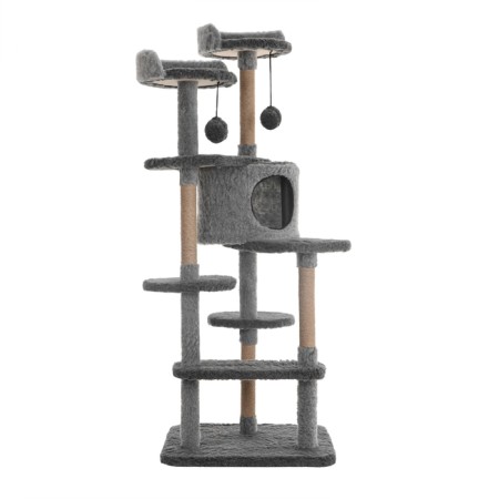 Complex-bog-collapsible, 5-level, 54 x 66 x 142 cm, fur, juts, gray-1