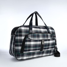 Road bag with lightning, outer pocket, long belt, blue/white color