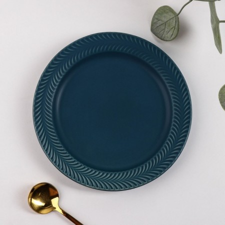 Ceramic pies "sea surface", d = 15.5 cm, blue color