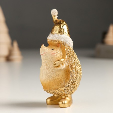 Polystone souvenir "Golden Hedgehog in the New Year's cap, with an asterisk" mix 4.5x5x11 cm-4