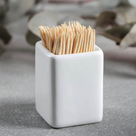 Porcelain stand for toothpicks Wilmax, 4 × 5 cm, white color-1