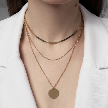 Piece "chain" classic disk, color gold, 50 cm-2