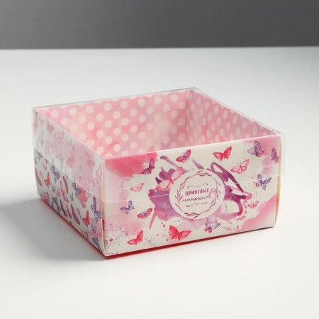 Box for confectionery products with PVC lid “pleasant moments”, 11.5 x 11.5 x 6 cm