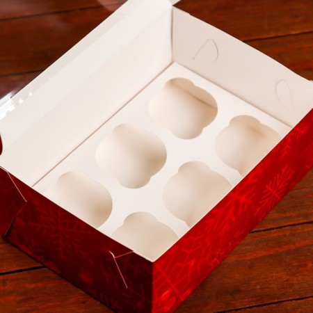 Packaging for 6 cupcakes with the "Happy New Year" window, 25 x 17 x 10 cm-6
