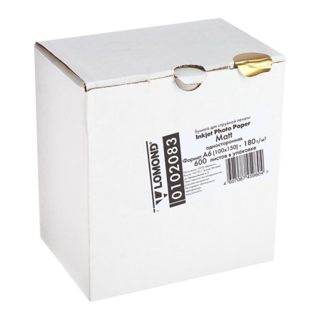 Photo paper for jet print A6 (100 x 150 mm), 600 sheets Lomond, 180 g/m2, one -sided, matte