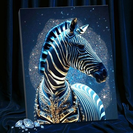 Picture on numbers with crystal crystals, 40 × 50 cm "Mythical Zebra" 19 colors