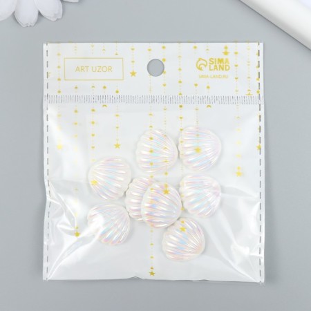 Decor for creativity Plastic "Broke with mother of pearl" White 1.8x2 cm-4