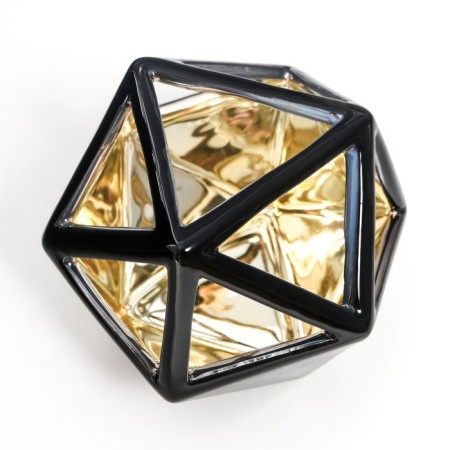 Ceramics candlestick for 1 candle "polyhedron" inside gold MIX 11x14x12.5 cm-4