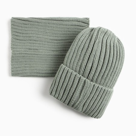 Kit for a girl (hat, snood), olive color, size 50-54-3