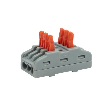 Terminal of QMS 222-423 Passage 3 poles (0.08-4 mm²), gray (5 pcs./Union) rexant-2