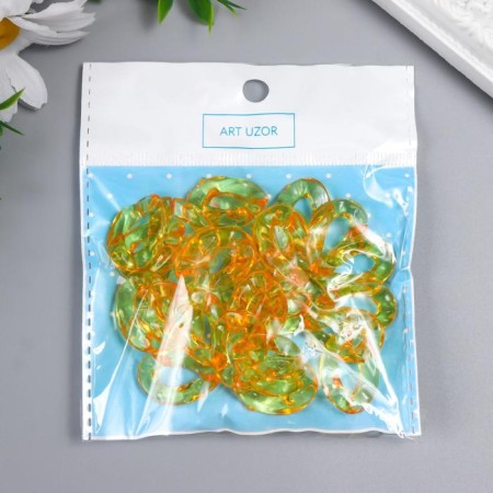 Decor for creativity plastic "Ring for the chain" transparent orange set 25 pcs 2.3x1.65 cm-3