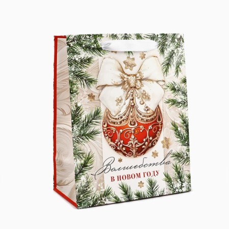 Package Gift New Year Laminated "Magic in the New Year", MS 18 x 23 x 10 cm, New Year-1