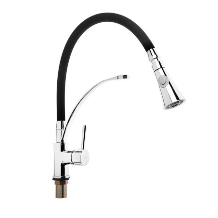 Zein kitchen mixer, flexible spout, cartridge ceramics 40 mm, brass, chrome/black-4