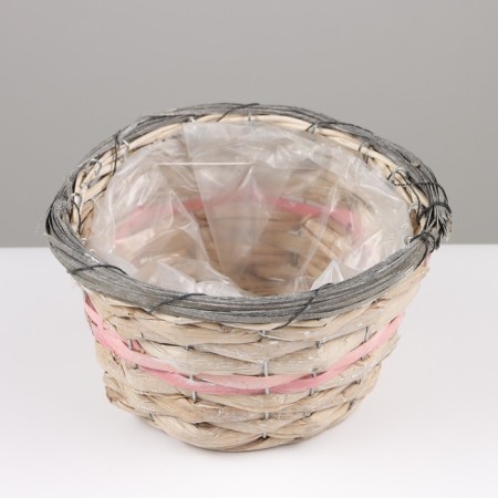 Kashpo wicker, 21x21x12 cm, light pink-1