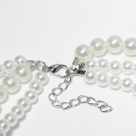 Choker "Trio" with pearls, white color, 35 cm-1