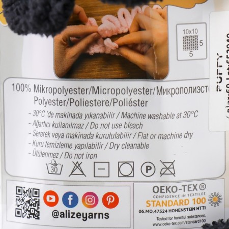 Yarn "Puffy" 100 % micropoliester 9m/100g (60 black)-3