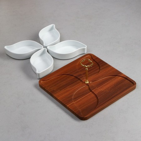 Menzhitsa "Royal Service", 4 pcs: 300 ml, wooden base, porcelain, Iran-2
