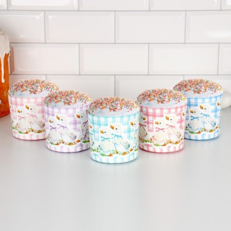 Paper form for cake "Ducklings" 90 x 90 mm, mix