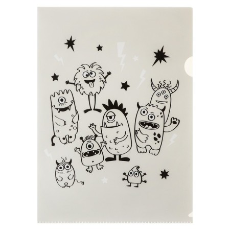 A set of A4, 180 μm folders, calligrata "monsters", translucent, 6 pieces, with print, mix-2