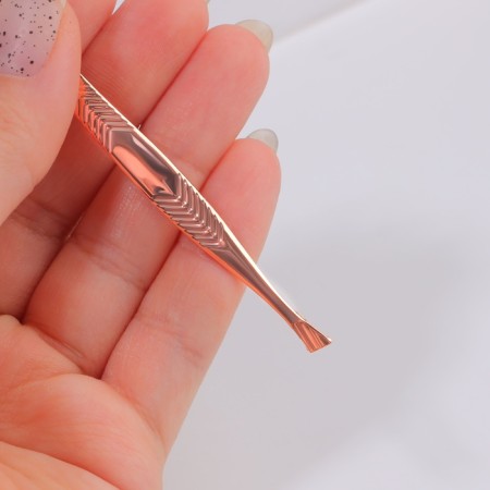 Pinzet begged, narrow, 9 cm, color pink gold-4