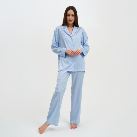 Female pajamas (shirt and trousers) kaftan "triangles" Blue color, size 48-50-3