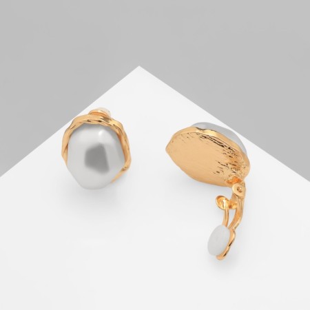 Clips with pearls "abstraction" blues, color gold-3