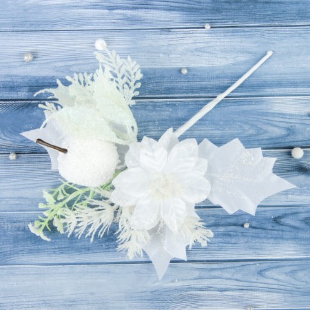 Decor "Winter Dreams" Poinsiatia Apple white, 15 cm