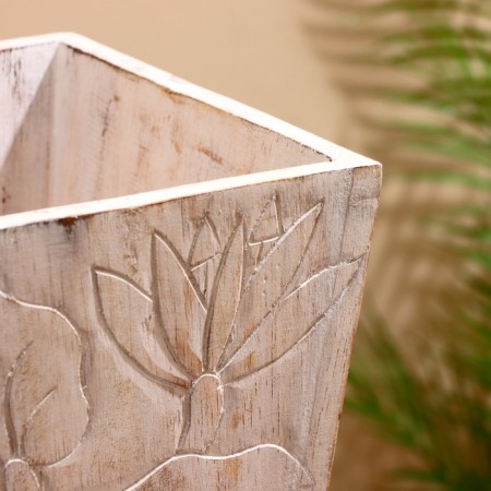 Kashpo "Flowers" 24x24x30 cm, Albeye tree, light brown-2