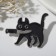 Icon "cat" hunter, black color in silver