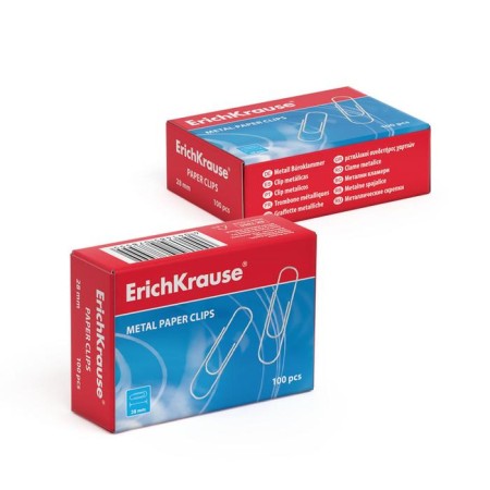 Office paper clips 28 mm, 100 pcs, Erichkrause, without coating-3