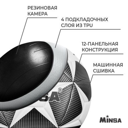 Ball football minsa, tp, machine stitching, 12 panels, p. 5-2