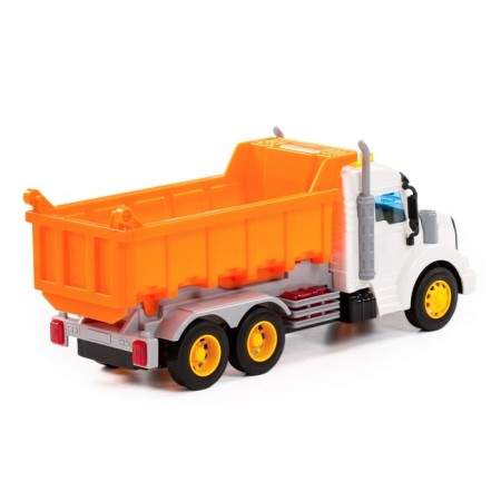 The "pros" dump truck inertial, light and sound effects, color orange color-8