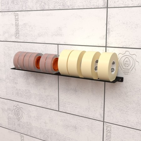 Holder for storage of adhesive tape, adhesive or painting tape, wall, black