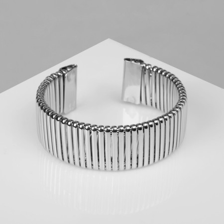 Bracelet Metal "relief" wide, 2 cm, color silver-4