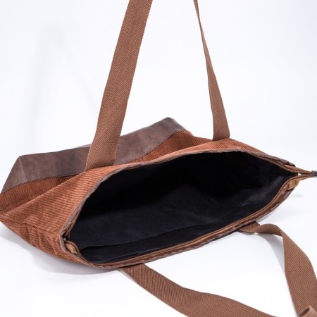 Zipper bag, external pocket, brown color-5