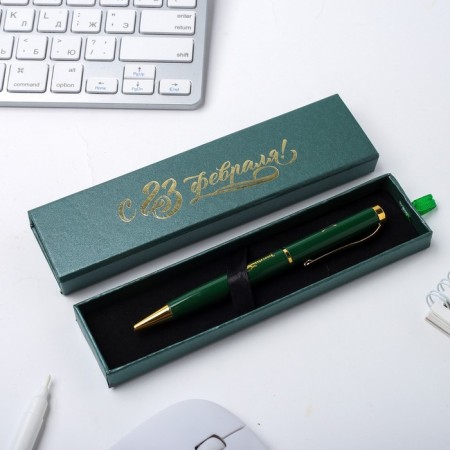 The pen in the case "From February 23!" , metal, 1.0 mm, blue paste-2