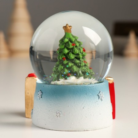 Souvenir Polystone Water Ball "Christmas tree with gnomes" 7x8x9 cm-2