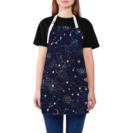 Apron of a kitchen with a photo print "Space bodies", adjustable, size OS