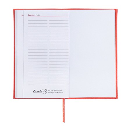 The weekly dated 2025, 85x145 mm, 64 sheets of Escalada, a solid cover made of artificial leather, pancake embossing, block 70 g/m², coral-13