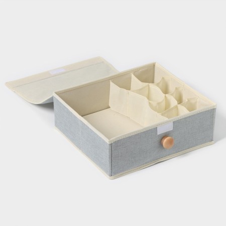 Organizer for storage with a lid LadOM "Francesca", 35 × 30 × 12 cm, the color of a gray-blue-6