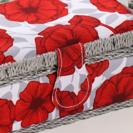 Casket for needlework "Red poppies on white" 18x12x9.5 cm-1