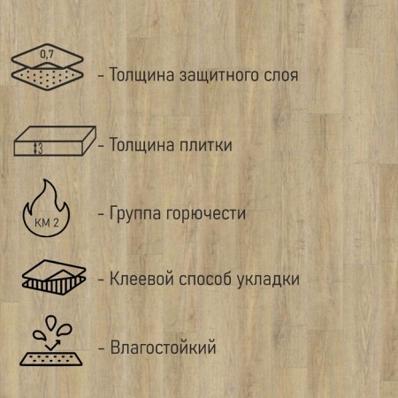 PVC tile Tarkett Lounge Relax, 914 × 152, thickness 3 mm, 2.09 m2-1